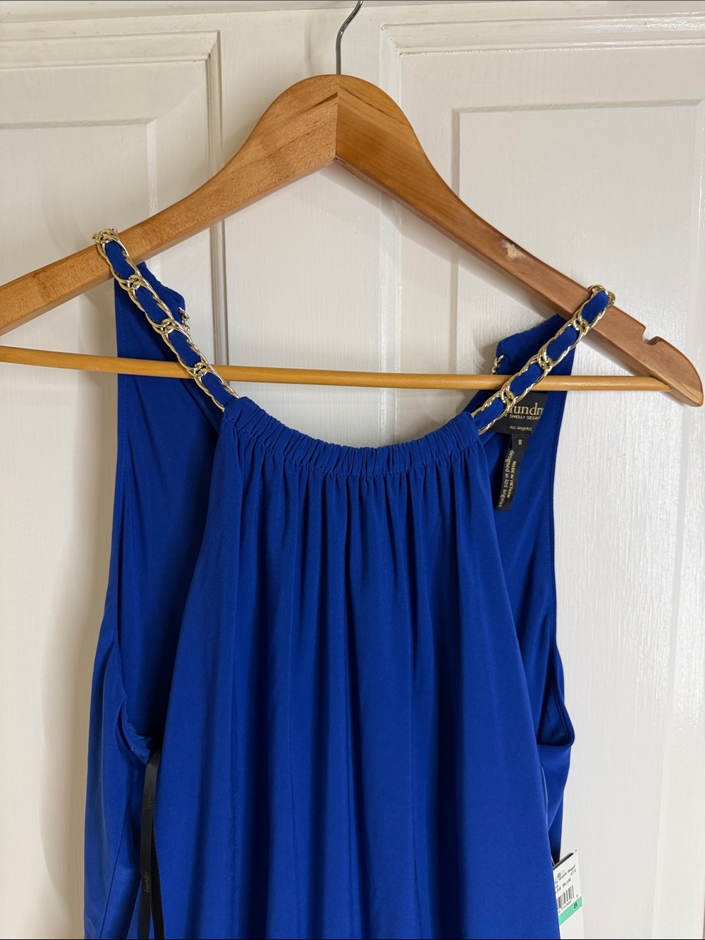 Laundry By Shelli Segal Royal Blue Chain-Shoulder Tank